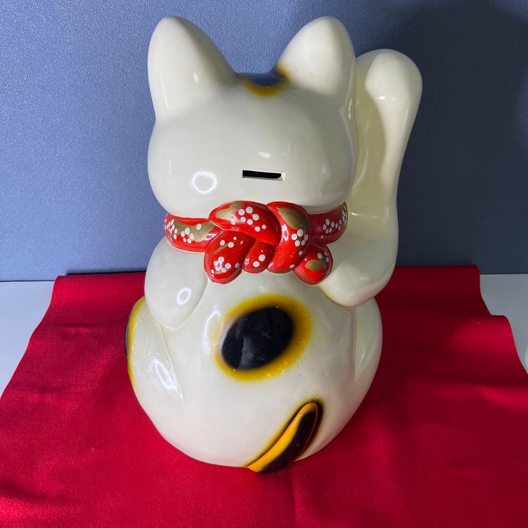 【　年代物　】特大　常滑焼　招き猫　右手招き　金運　昭和　レトロ