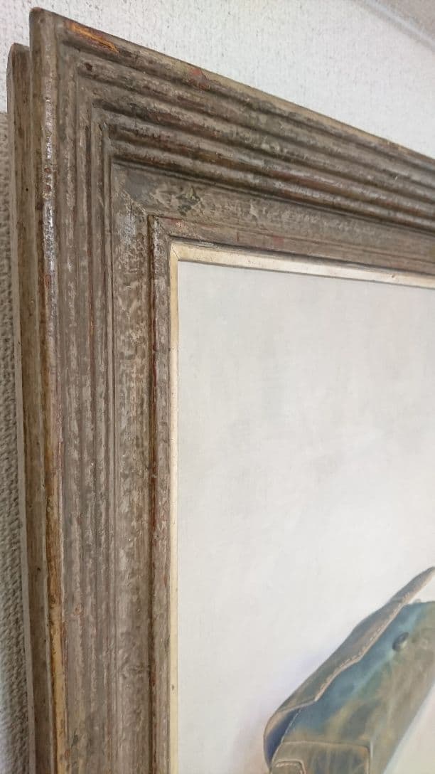 絵画 油彩画『小さな古い革の鞄』アンティーク インテリア　アート