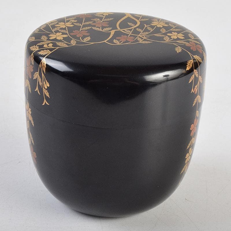 茶道具　山中塗　中村宗悦作　柳桜蒔絵　大棗　共箱　V　R9519