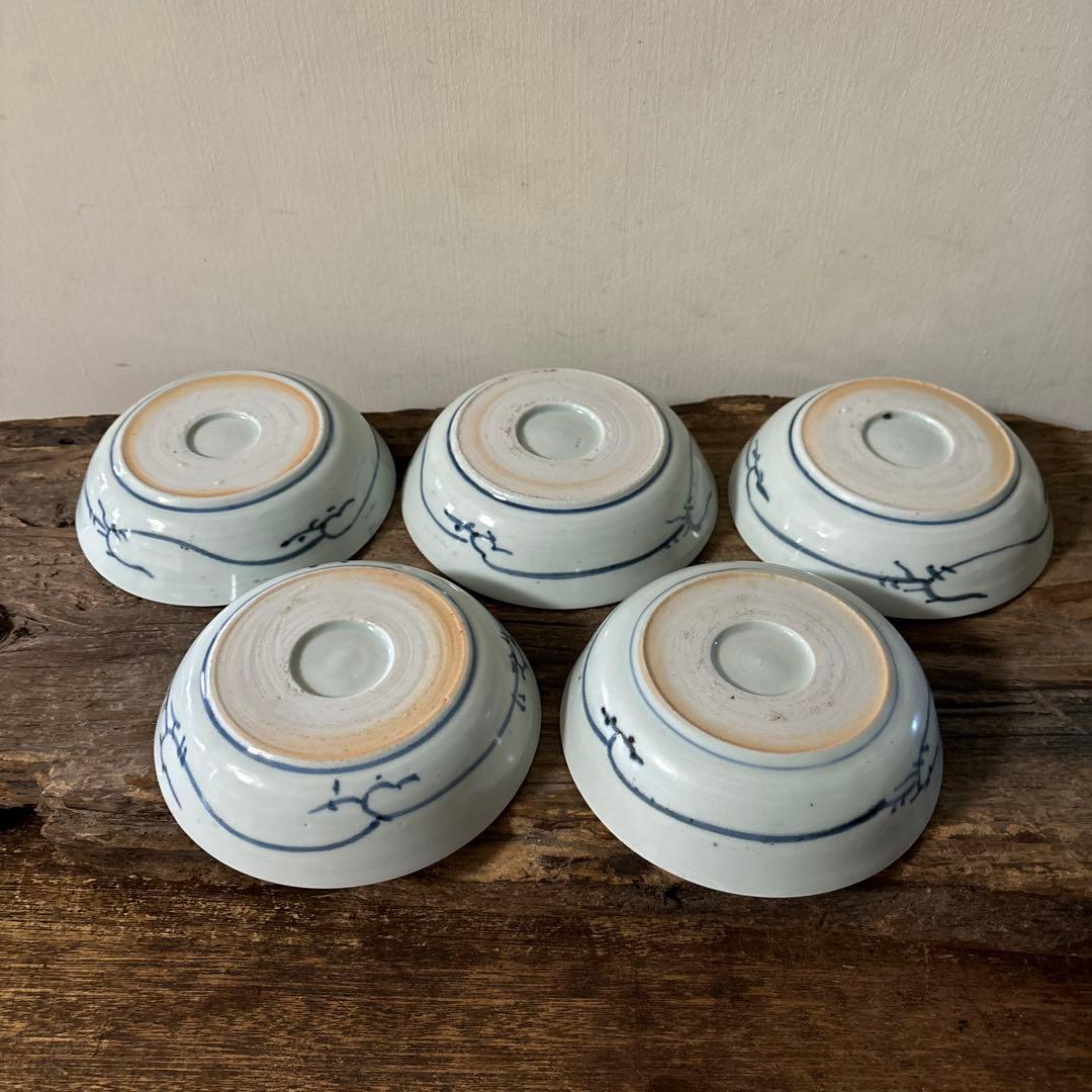 古伊万里膾皿5点内1点ヒビ有り　古道具　骨董　アンティーク　白磁　酒器　検:李朝