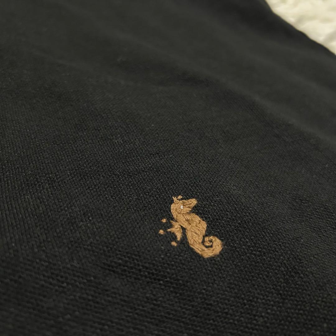 良品✨45R ジンバカノコの33色馬ポロ 刺繍 ポロシャツ ゆったり ブラック