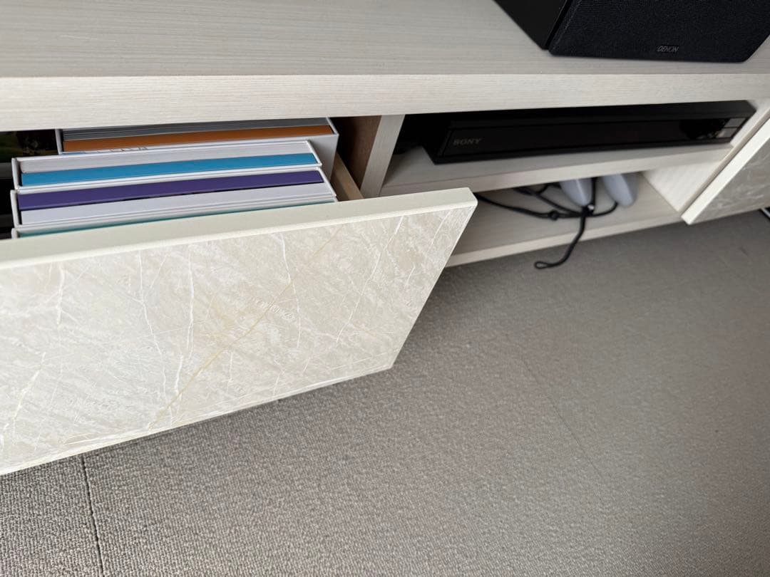 ニトリ　ホワイト　大理石調　テレビボード　テレビ台　幅160cm