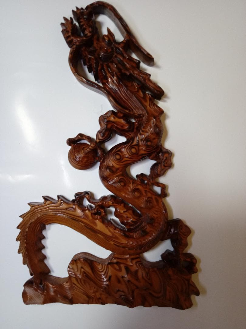 銘木屋久杉　祥瑞　昇龍木彫工芸