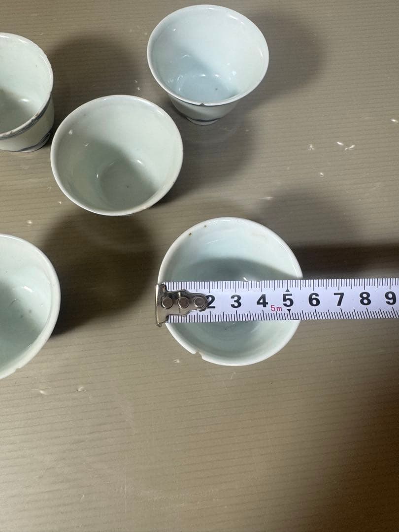 2617 中国骨董　大明成化年製銘　染付青花　湯呑5客　時代物