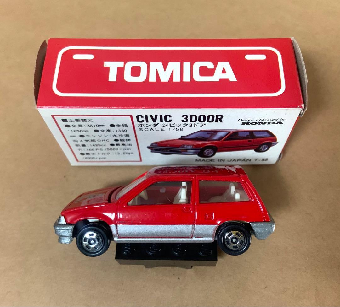 赤箱　トミカ17　JMAC特注　ホンダ シビック3ドア　日本製　レッド×銀タンポ