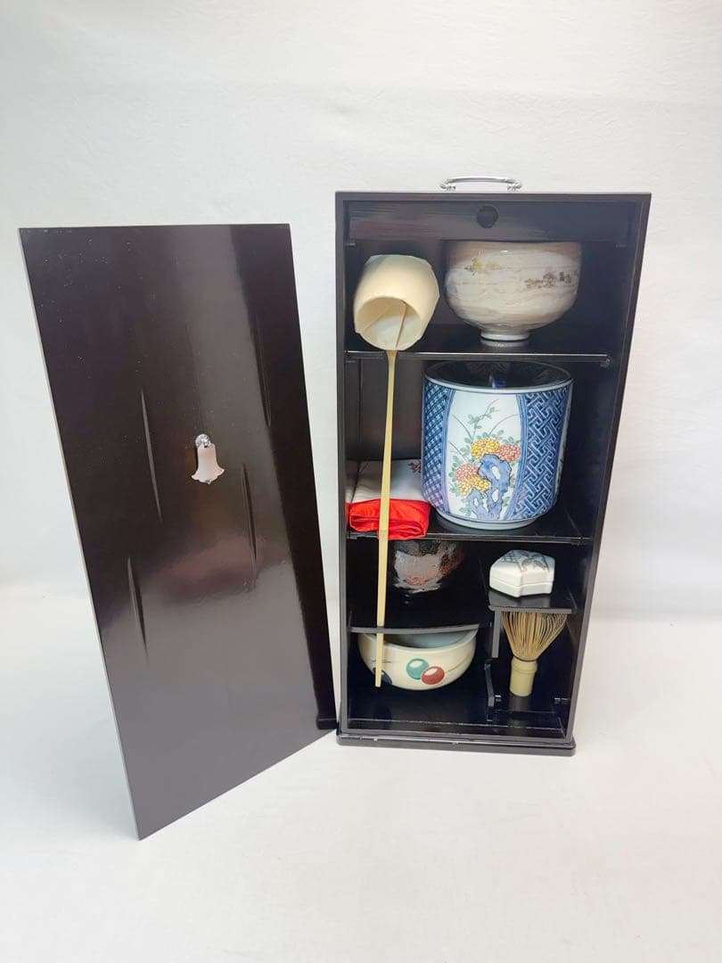 ほぼ未使用 茶道具 黒塗 短册箱 茶箱 茶道具一式 十三点セット