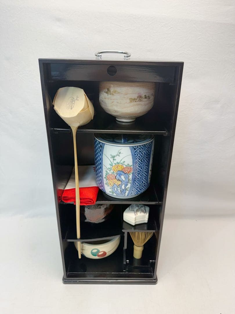 ほぼ未使用 茶道具 黒塗 短册箱 茶箱 茶道具一式 十三点セット