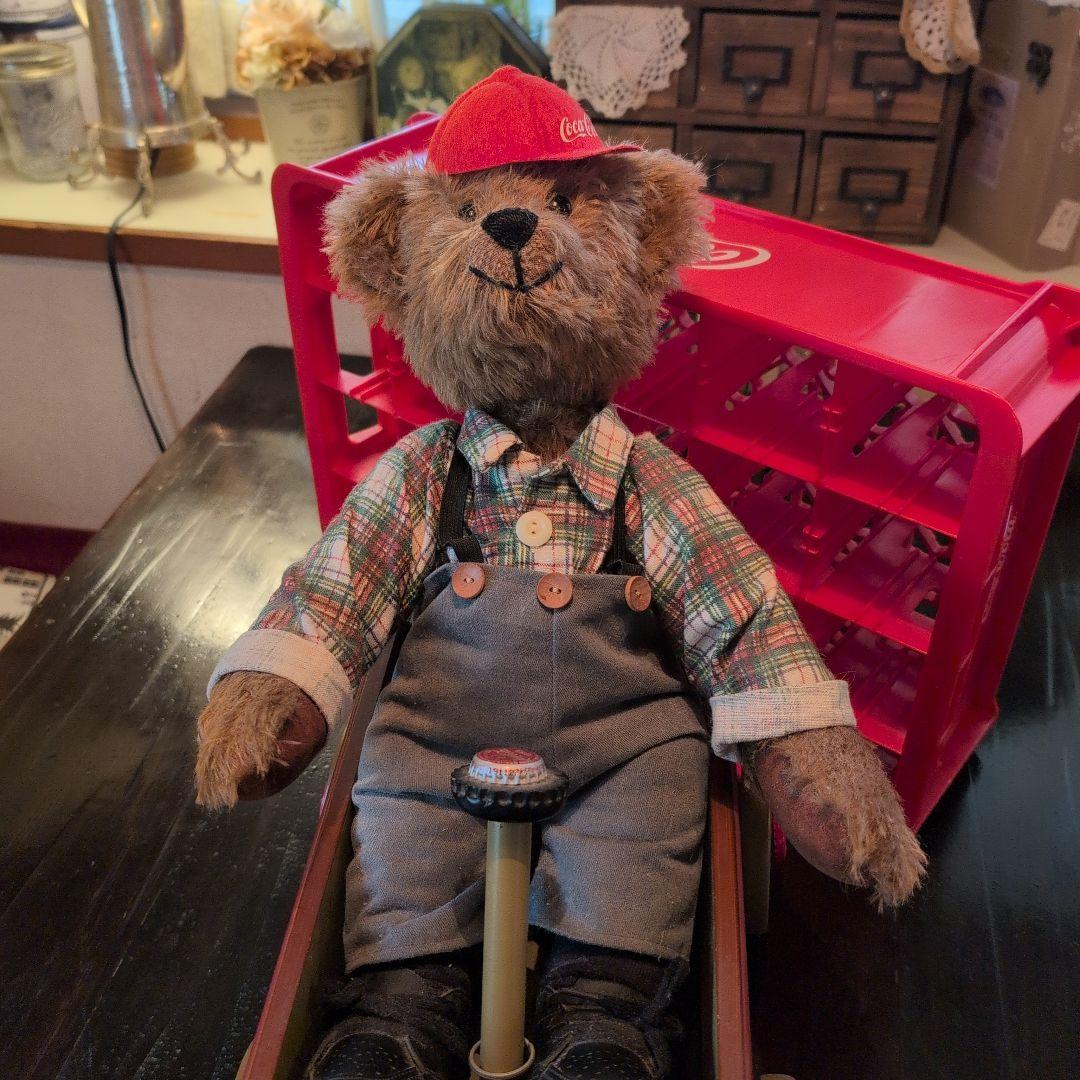 コカ・コーラオリジナルテディベア　木製カート付き