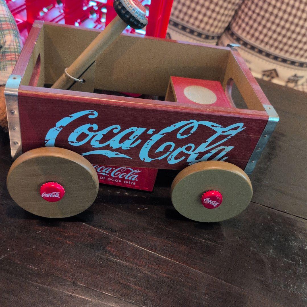 コカ・コーラオリジナルテディベア　木製カート付き