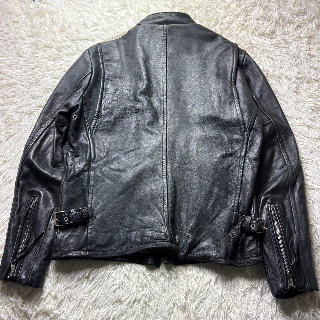 ショット シングル ライダース レザージャケット クラシックレーサー 黒　M