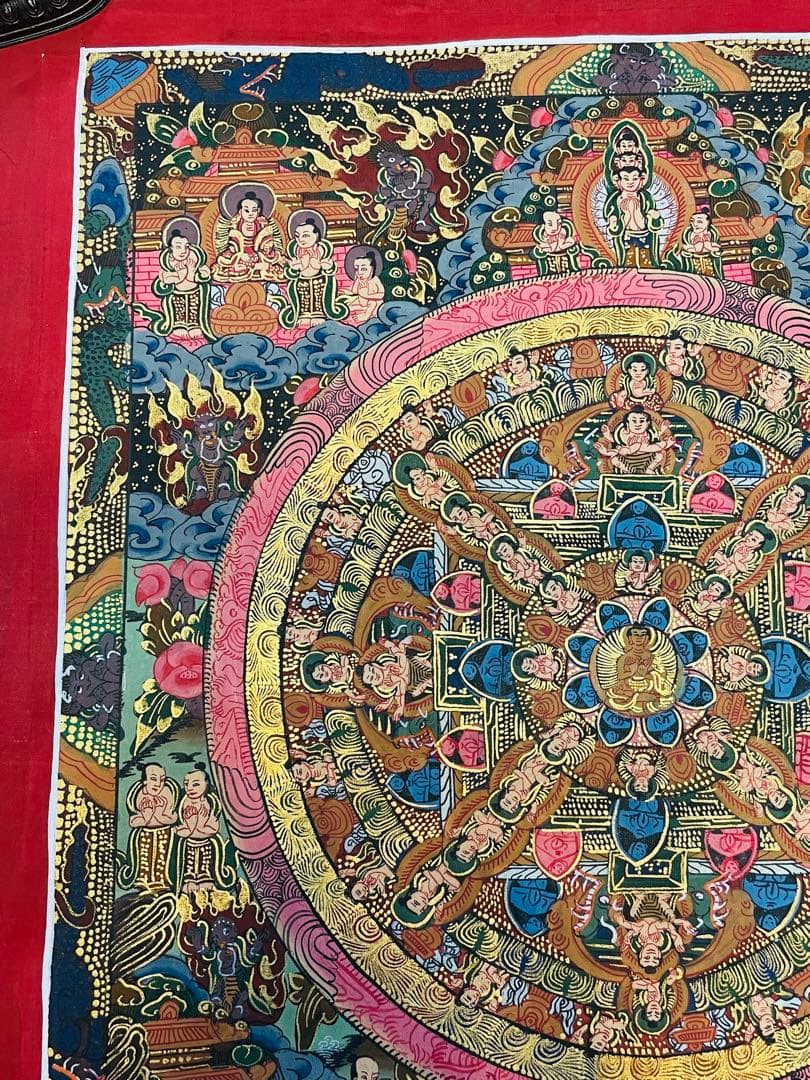 SALE【手描き肉筆画 チベット密教 一点物 新品 】タンカ 曼荼羅 a4