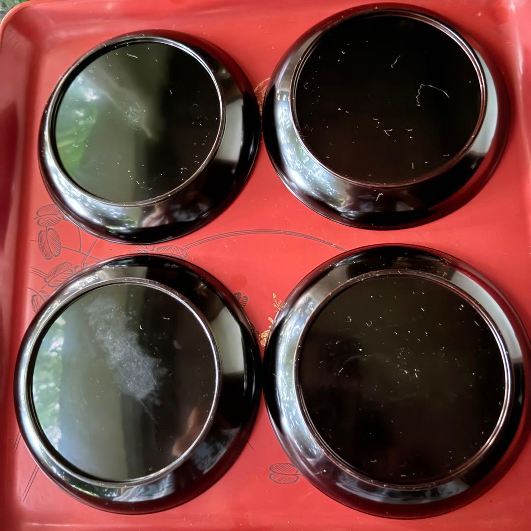 新春特別価格 ‼️茶人の心JAPAN蒔絵貴人の風雅な『四季の花』絵替木皿20客桐箱