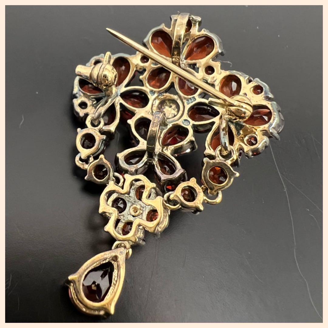 ボヘミアンガーネット ブローチ＆ネックレストップ シルバー925 良品