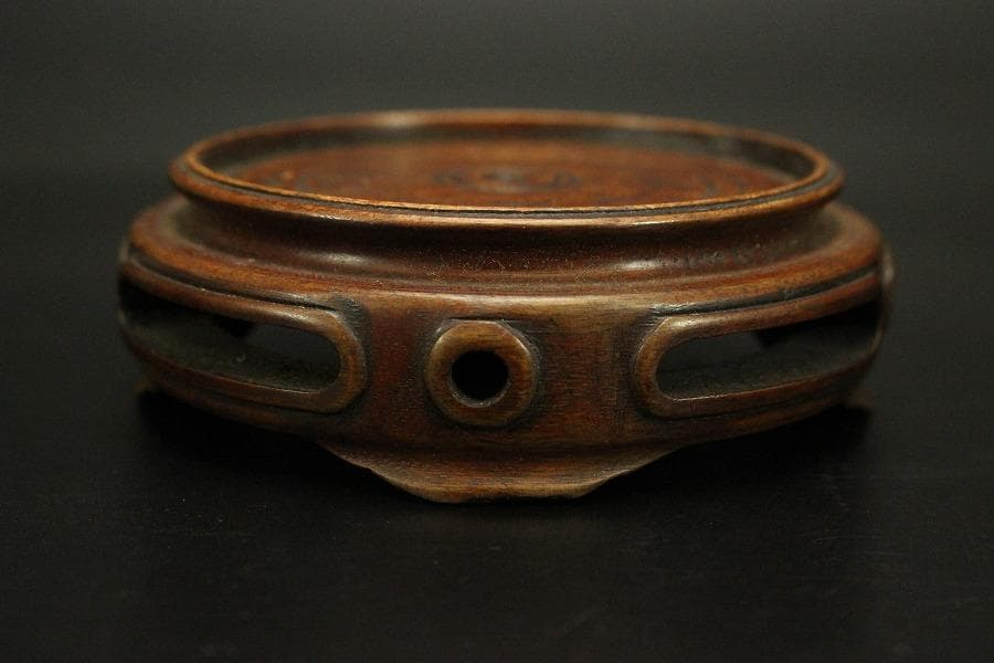 中国美術 緑釉 纏枝蓮花貼 三耳 壷 台付(A890)