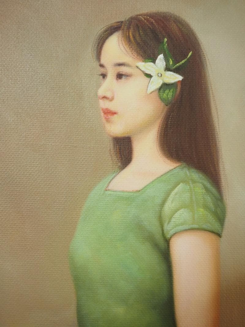 【値下げ】人物画　藤井勉　油絵　F6号　額付き　手描き　肉筆