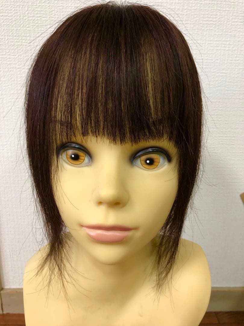人毛100%ショートウィッグ　人毛ヘアピース　トップピース　部分ウィッグ　頭頂部