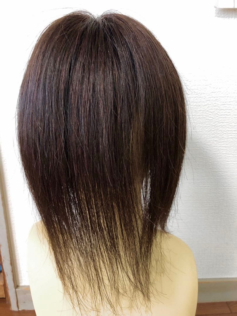 人毛100%ショートウィッグ　人毛ヘアピース　トップピース　部分ウィッグ　頭頂部