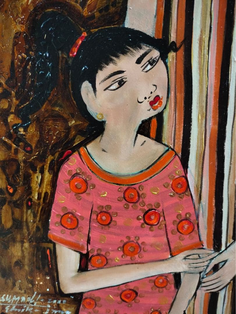 バリ絵画:tiga gadis(少女3人)