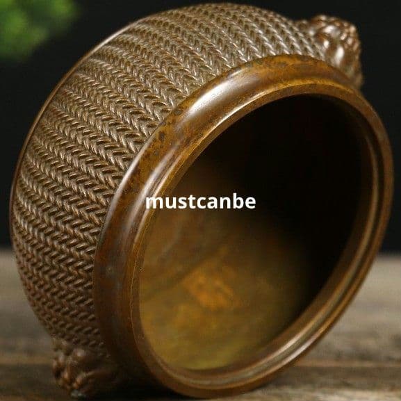 銅器 竹編香薫炉 室内檀香炉 茶道具 香道具 装飾品 工芸品 置物