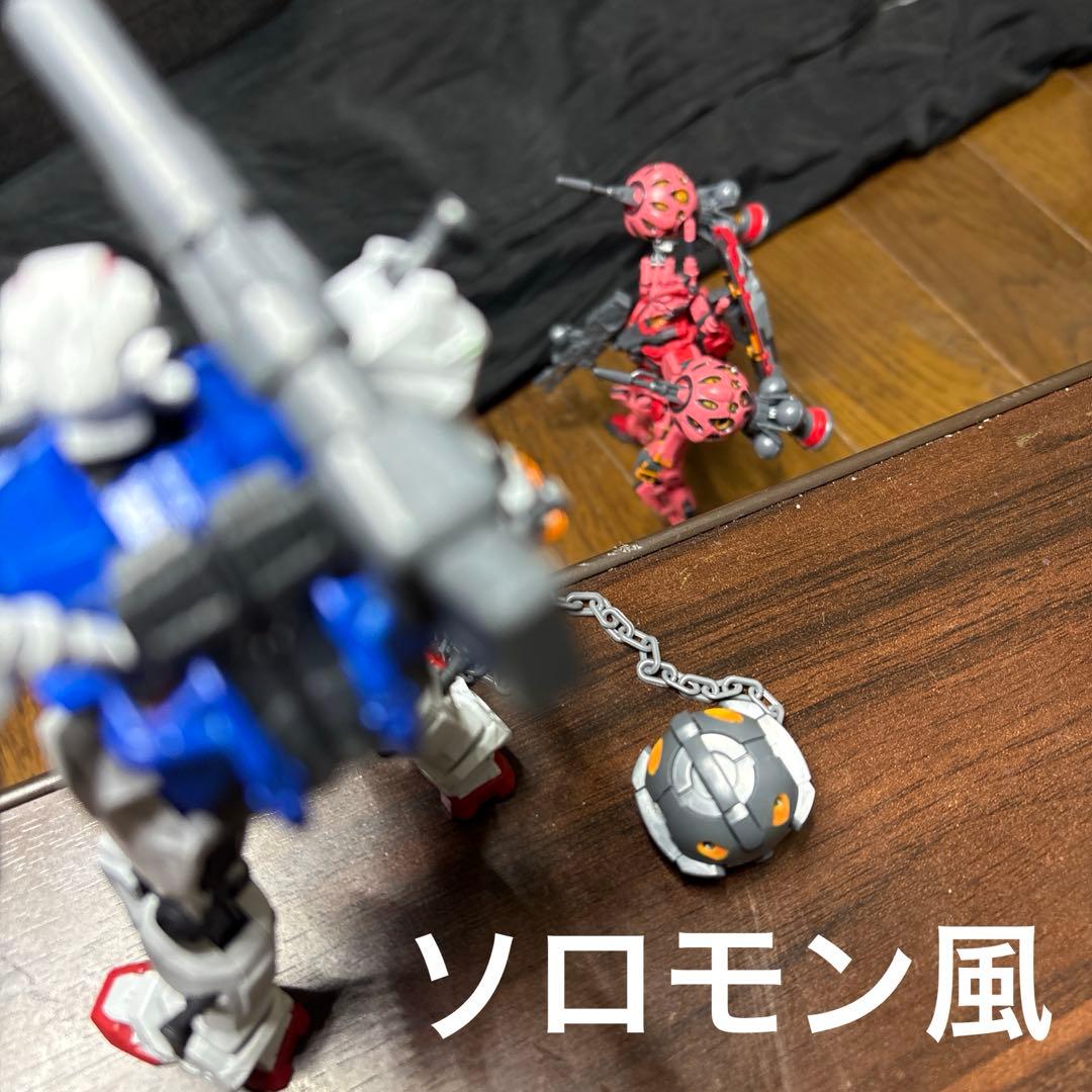 【完成品】HG 赤いガンダム　ビット6個　ザクバズーカ　部分塗装