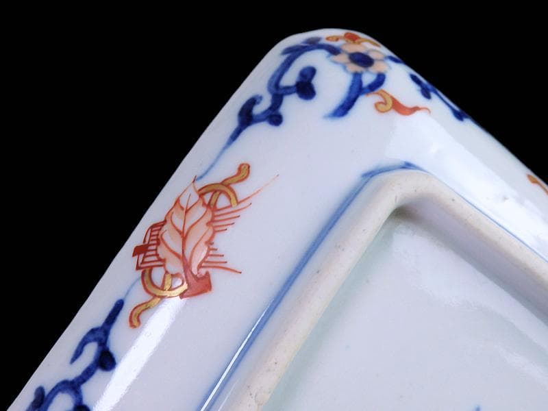 大聖寺伊万里　金襴手　亀甲紋に松竹梅　若松の図　長皿　E375AS-COw