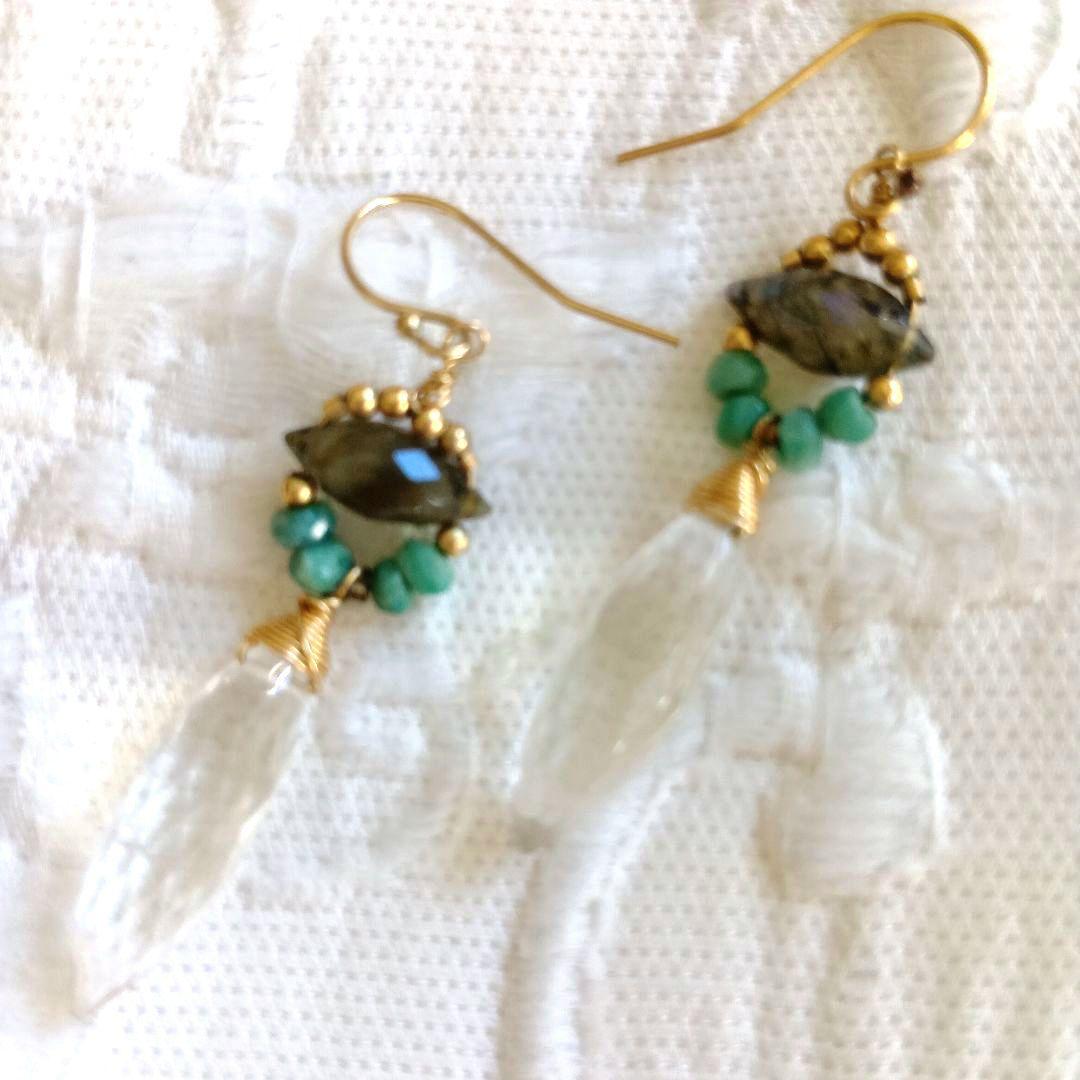 美品☆agete Eva Hanusova 限定ピアス 大粒クオーツ