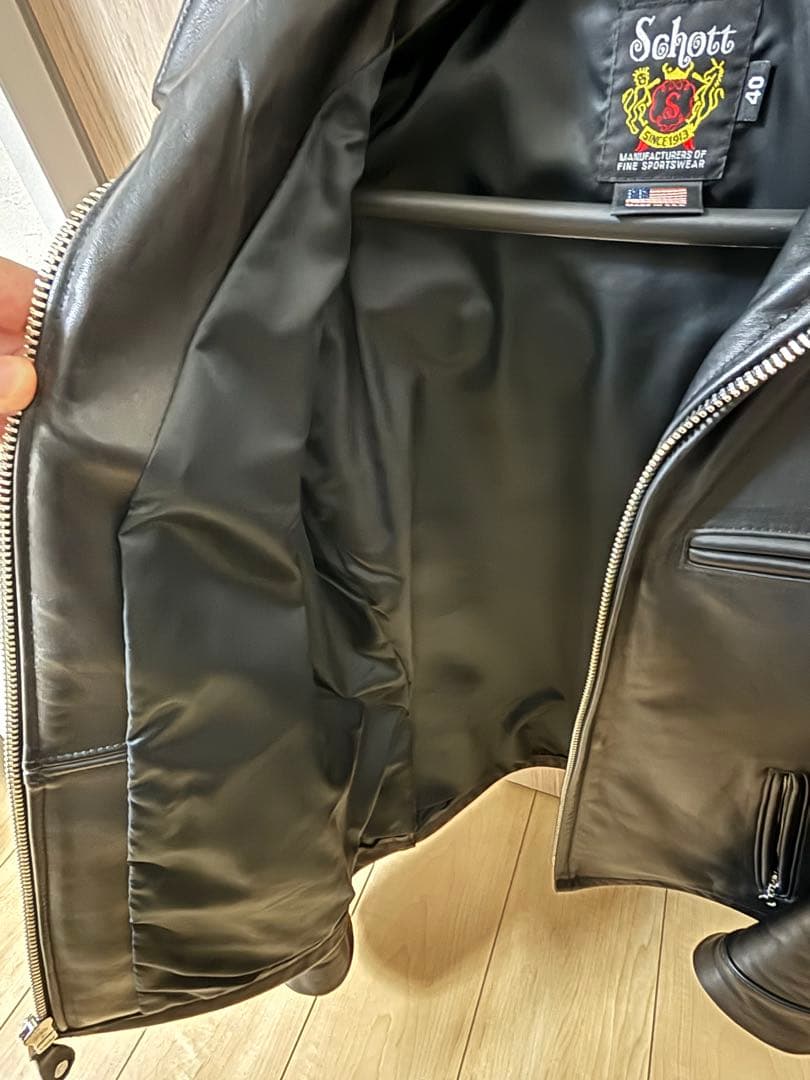 【値下げ】Schott 黒レザーシングルライダース 40