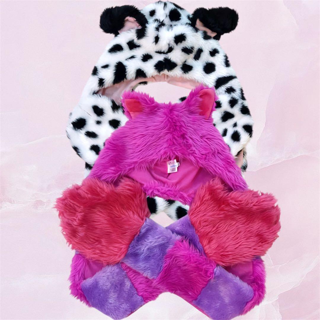 チェシャ猫　101匹わんちゃん　ファンキャップ　マフラー　2個セット