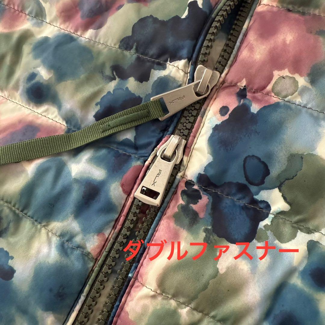 美品 RLX RALPH LAUREN ポロ ゴルフ 中綿ベスト 総柄 水彩