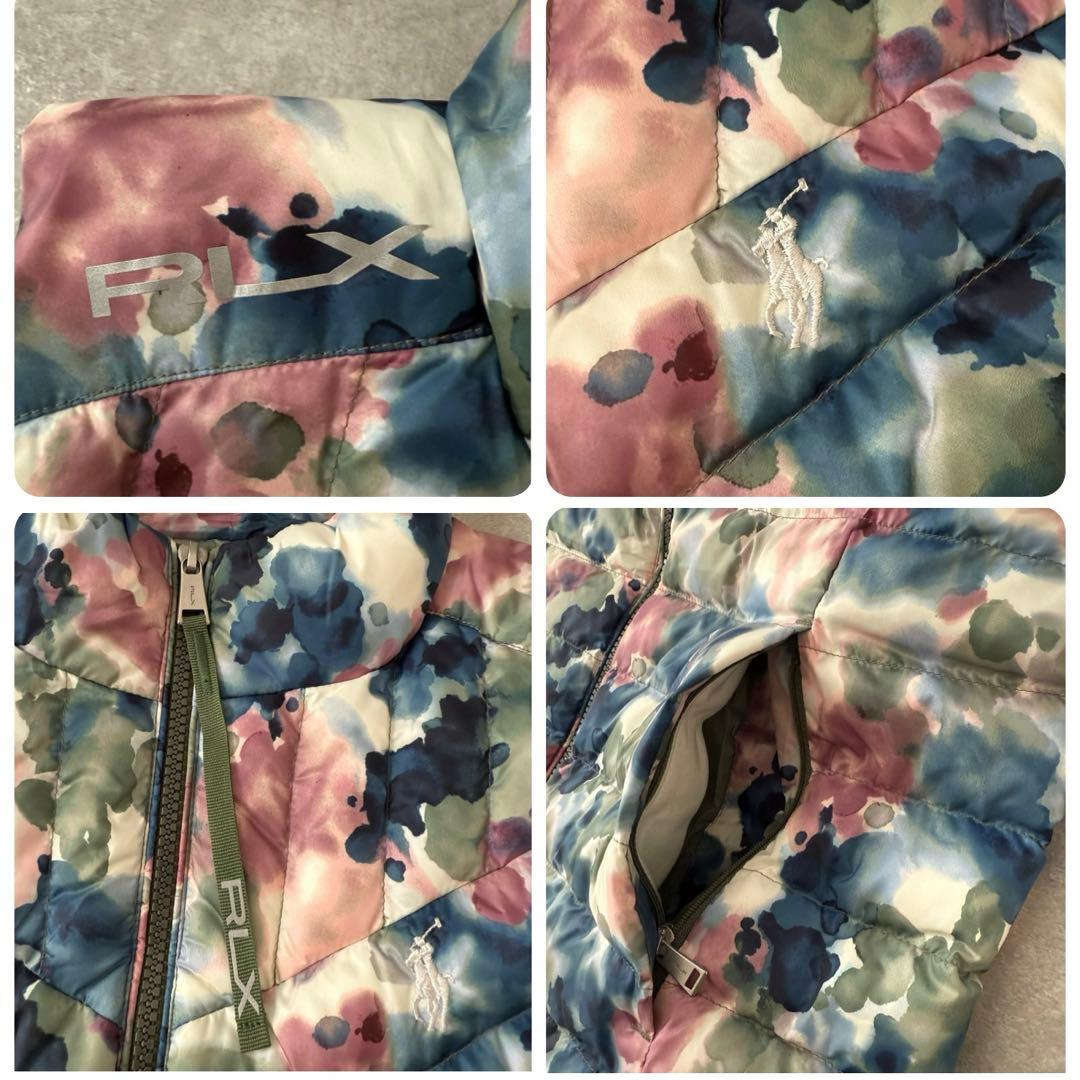 美品 RLX RALPH LAUREN ポロ ゴルフ 中綿ベスト 総柄 水彩
