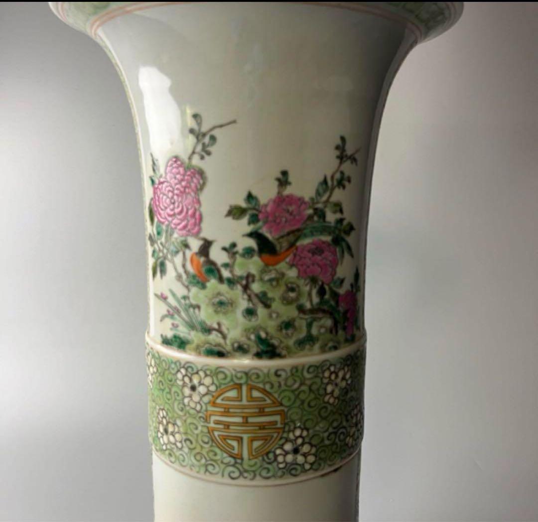 中国 花瓶色絵 粉彩 壺 飾壺 花器