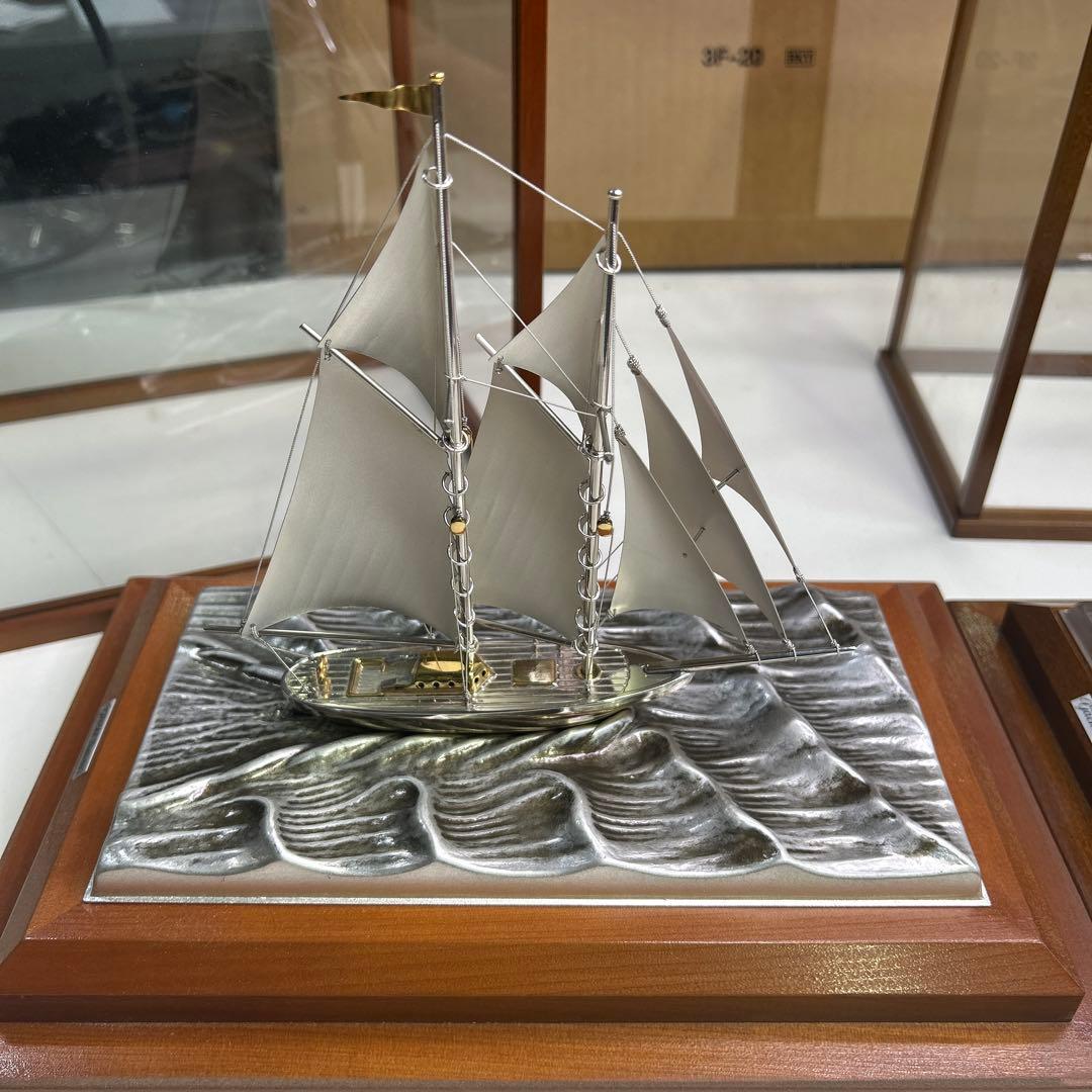 5795関武比古作 銀細工 ヨット 帆船 2隻 TAKEHIKO SILVER