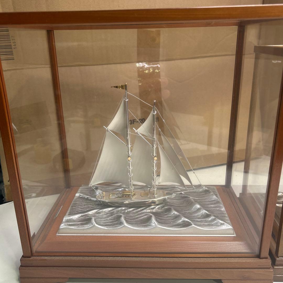 5795関武比古作 銀細工 ヨット 帆船 2隻 TAKEHIKO SILVER