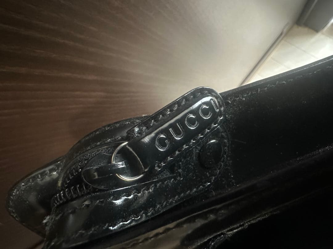 GUCCI ブラック バンブーレザービジネスバッグ