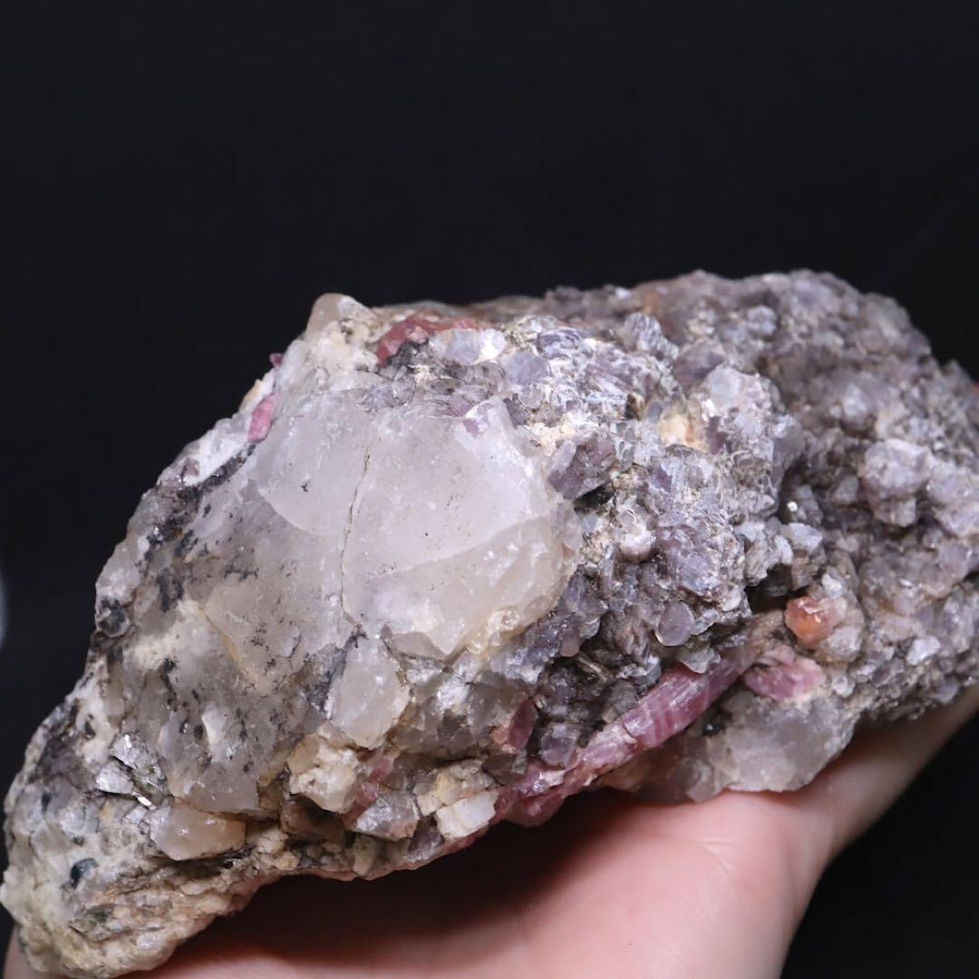 ピンクトルマリン 母岩 スモーキークォーツ 電気石 758,4g T632 原石