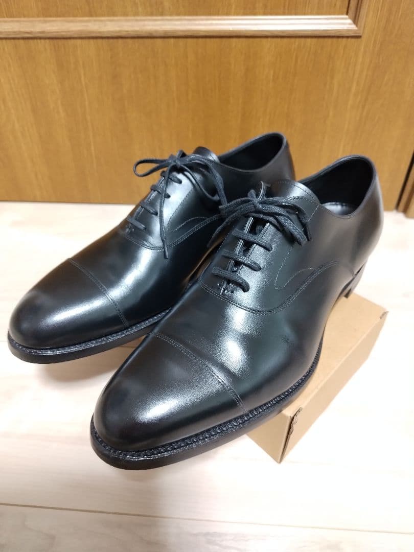 三陽山長 友二郎 ラバーソール 9 1/2 ブラック【美中古】ストレートチップ