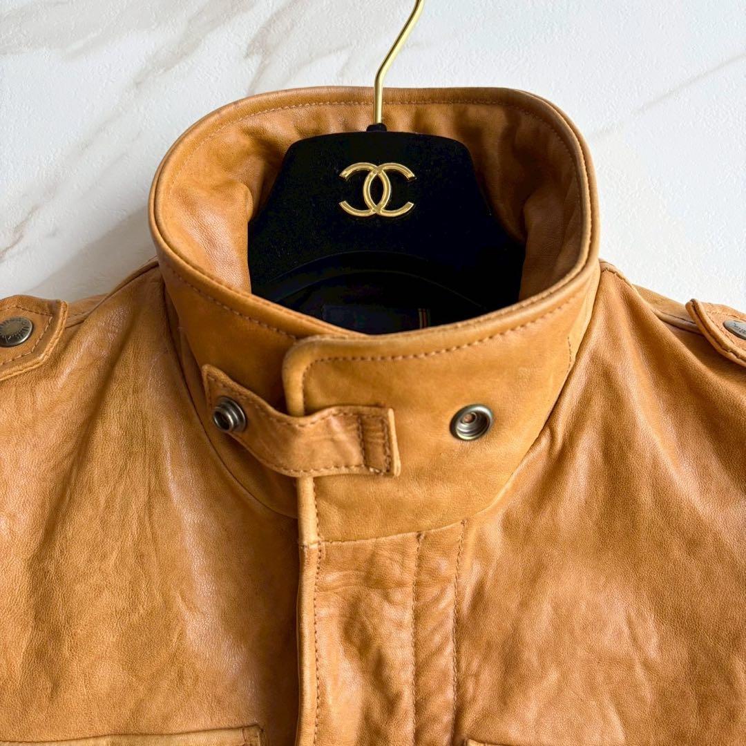 希少◆AVIREX ラムレザー 羊革 シングル ライダース ジャケット S