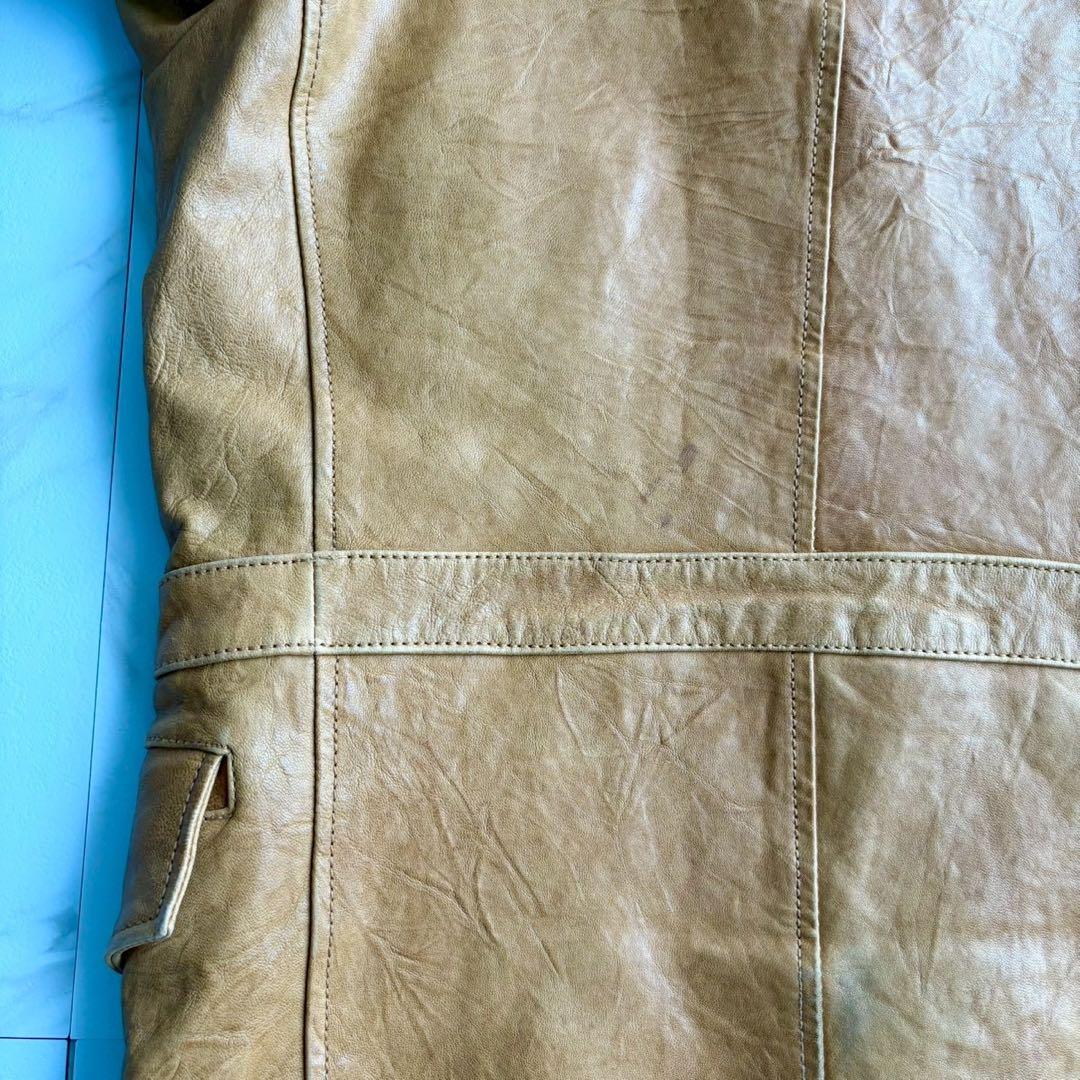 希少◆AVIREX ラムレザー 羊革 シングル ライダース ジャケット S