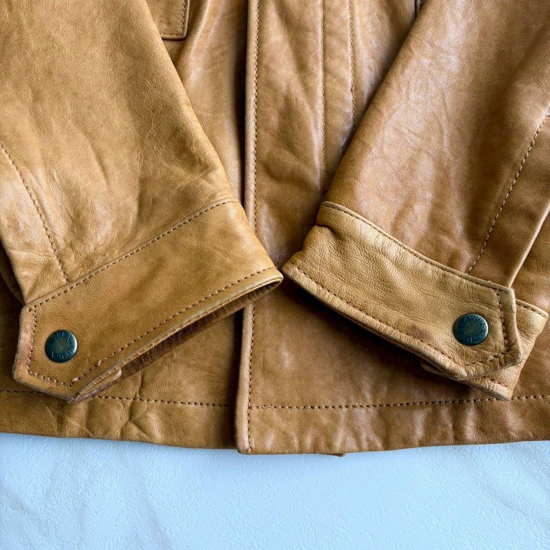 希少◆AVIREX ラムレザー 羊革 シングル ライダース ジャケット S