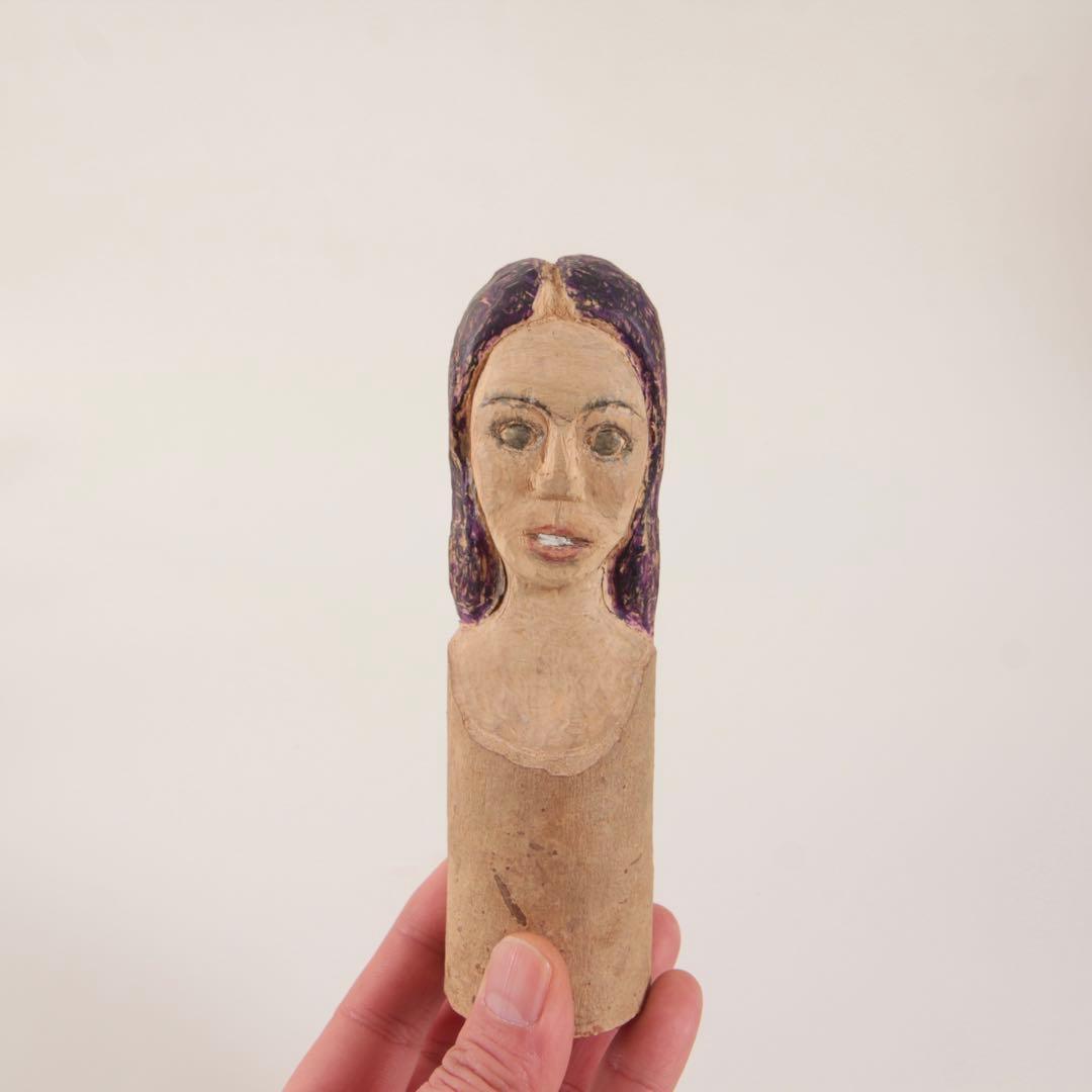 不思議な 木彫 人物像 No.3 古道具 アンティーク オブジェ