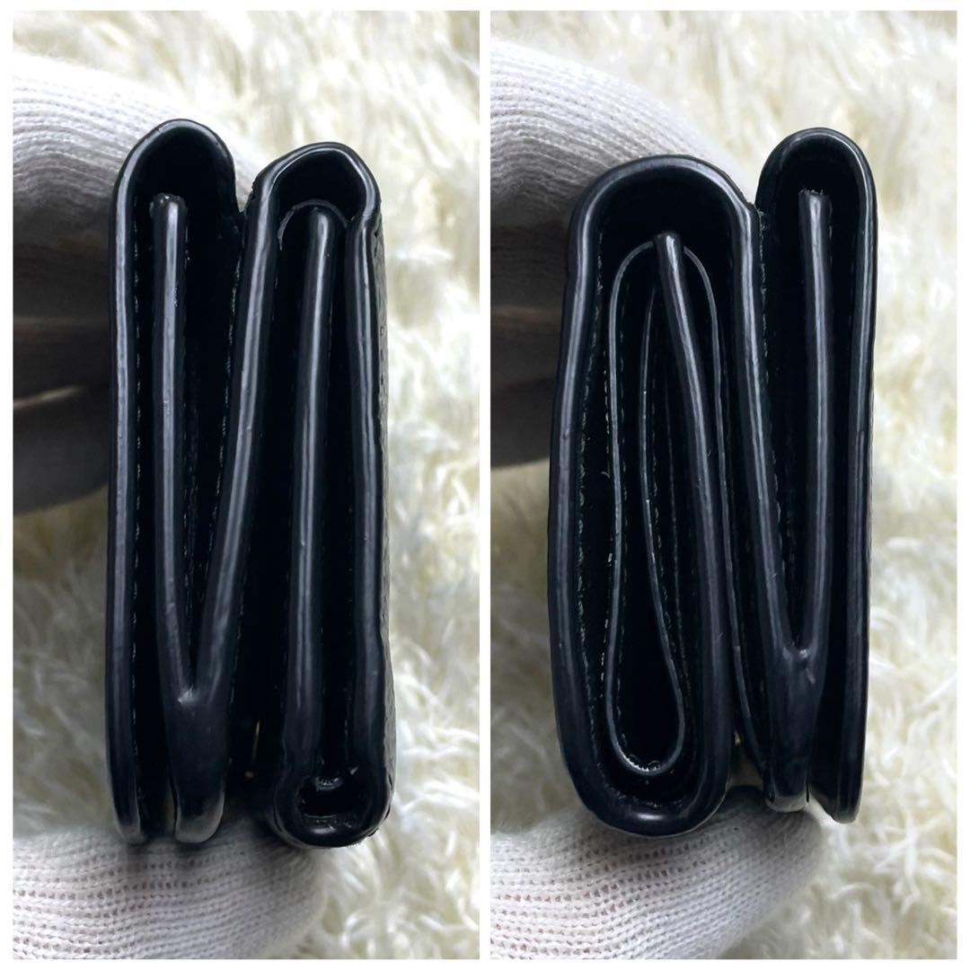 美品 バレンシアガ エブリデイ 三つ折り財布 コンパクト シボ皮 ブラック