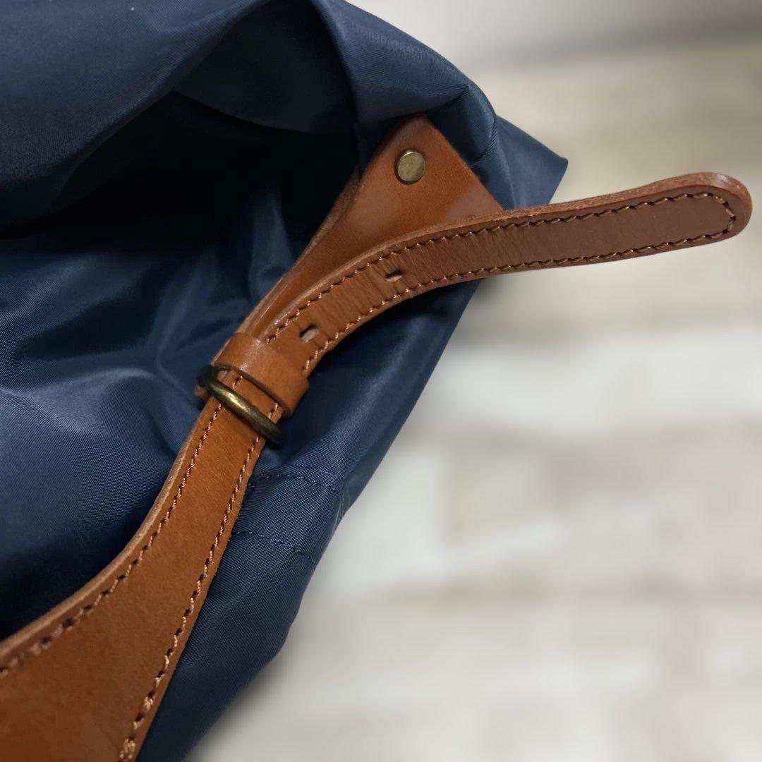 HALEINE アレンヌ　ボストンバッグ　ネイビー部分ヌメ革ユニセックス　美品