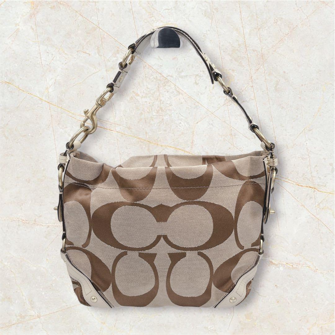 COACH シグネチャー ワンショルダーバッグ キャンバス　ターンロック