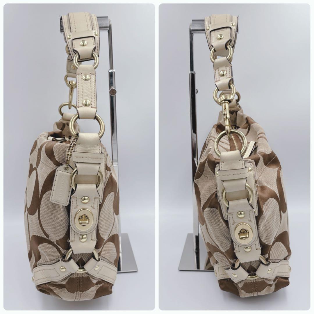 COACH シグネチャー ワンショルダーバッグ キャンバス　ターンロック