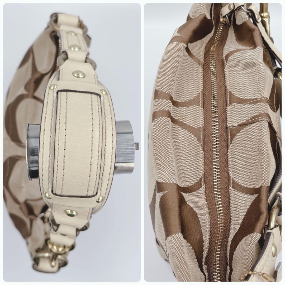 COACH シグネチャー ワンショルダーバッグ キャンバス　ターンロック
