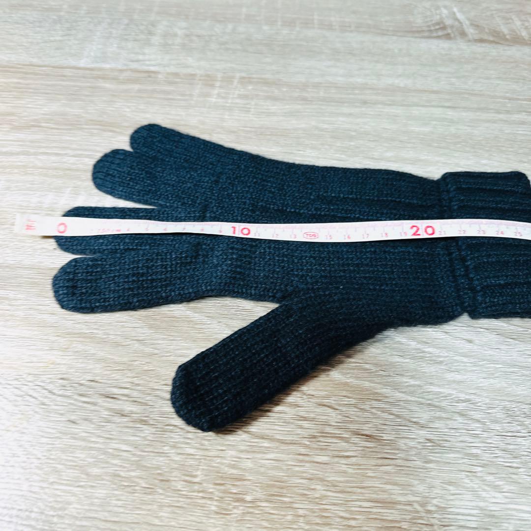 エルメス カシミヤ手袋 ダークブルー 5本指　暖かい