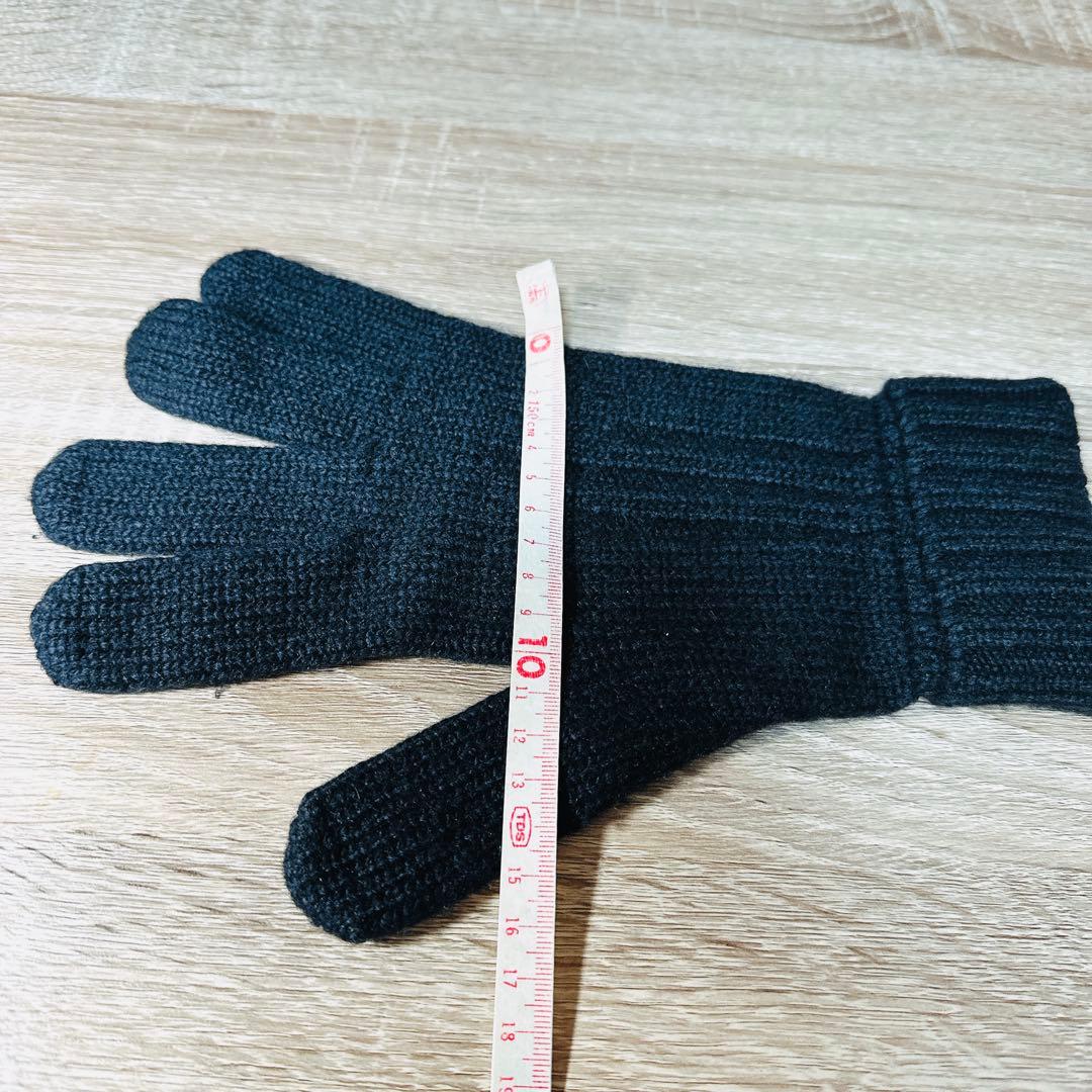エルメス カシミヤ手袋 ダークブルー 5本指　暖かい