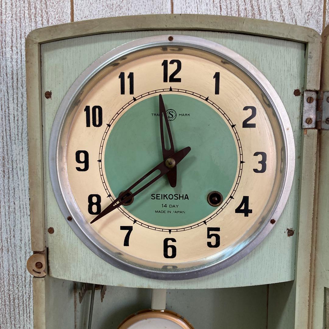 セイコー社 木製掛け時計 ガラスカバー付き　ビンテージ中古品　昭和30年代製