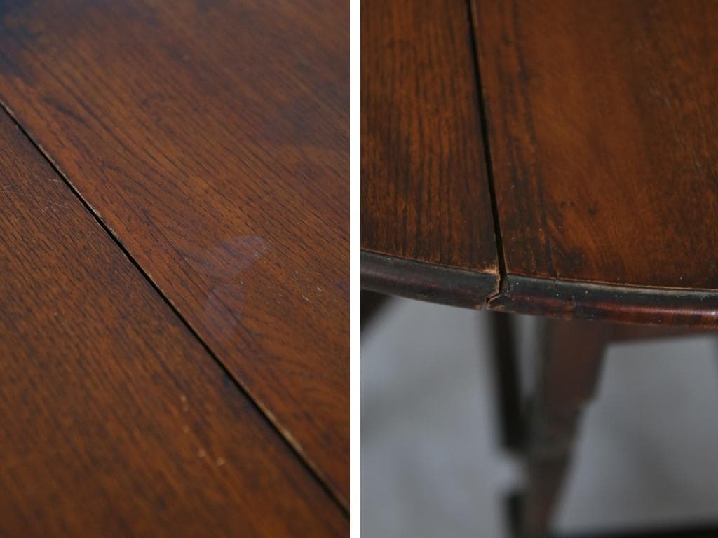 英国アンティーク木製ゲートレッグテーブル/ダイニング机バタフライ(92-120)