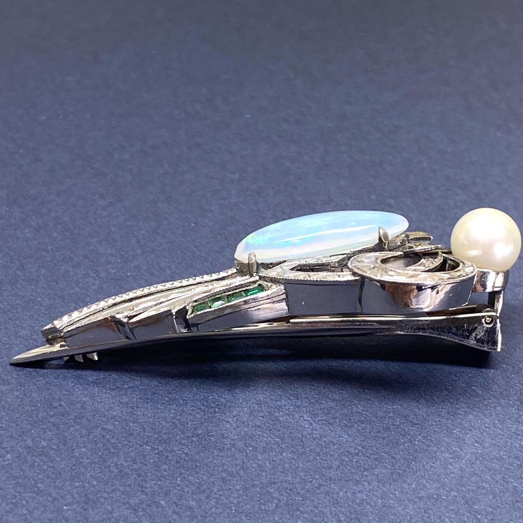 ヴィンテージ☆SPM☆絶品オパールと手彫りの素敵なブローチ☆おまけリング☆戦前